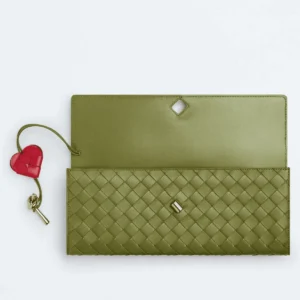 Bottega Veneta Andiamo Intrecciato Leather Top-Handle Clutch - Matcha Lipstick
