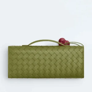 Bottega Veneta Andiamo Intrecciato Leather Top-Handle Clutch - Matcha Lipstick
