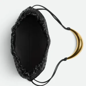 Bottega Veneta Black Intrecciato Lambskin Dustbag Handle Clutch
