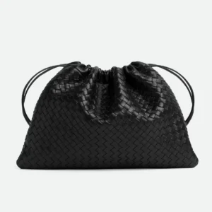 Bottega Veneta Black Intrecciato Lambskin Dustbag Handle Clutch