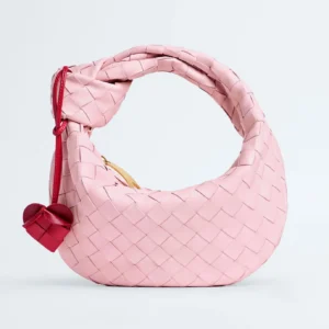Bottega Veneta Mini Jodie Intrecciato Lambskin Top Handle Bag - Rose Petal / Lipstick