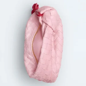 Bottega Veneta Mini Jodie Intrecciato Lambskin Top Handle Bag - Rose Petal / Lipstick