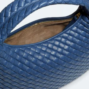 Bottega Veneta Small Veneta Intrecciato Lambskin Shoulder Bag - Blue Venezia
