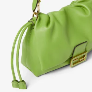 Fendi Mamma Baguette Medium Nappa Leather Shoulder Bag with FF Logo Clasp