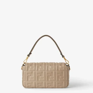 Fendi Medium Baguette Embossed FF Calfskin Shoulder Bag with Magnetic Flap