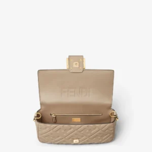 Fendi Medium Baguette Embossed FF Calfskin Shoulder Bag with Magnetic Flap