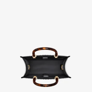Fendi Sunshine Small Structured Leather Shopper Bag with Roma Logo and Tortoiseshell Handles
