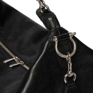 Gucci Brera Medium Leather Crossbody Bag with Web Strap and Double Zip Closure