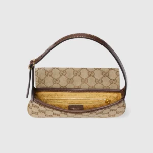 Gucci Jackie Mini GG Canvas Shoulder Bag with Piston Closure and Leather Trim