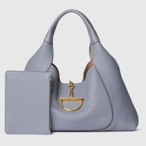 Gucci Softbit Maxi Grain Leather Shoulder Bag with Oversized Half Horsebit Hardware