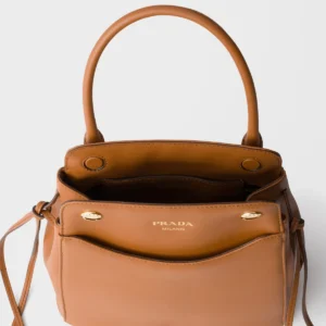 Prada Carry Mini Calfskin Leather Top-Handle Bag with Adjustable Shoulder Strap