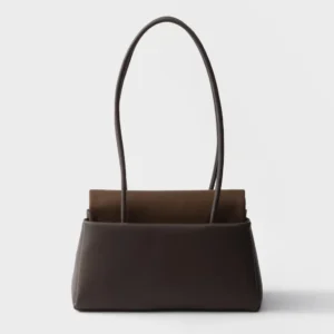 Prada Passage Medium Leather Shoulder Bag with Re-Nylon Flap and Triangle Logo