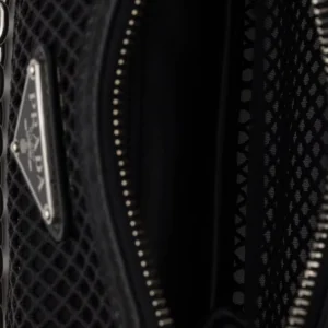 Prada Re-Edition Mesh Shoulder Bag with Brushed Leather Trim and Detachable Accessories