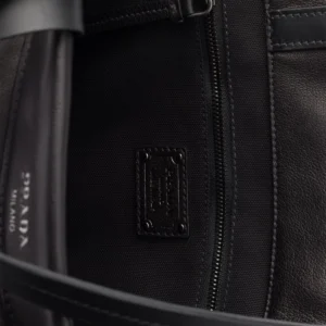 Prada Route Large Buffalo Leather Tote Bag with Multi-Pocket Design