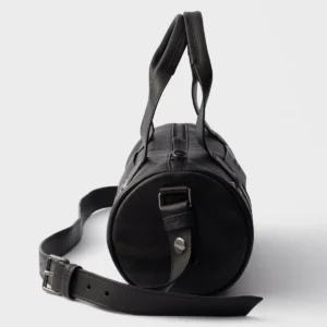 Prada Route Large Leather Top-Handle Bag with Adjustable Shoulder Strap and Embossed Logo