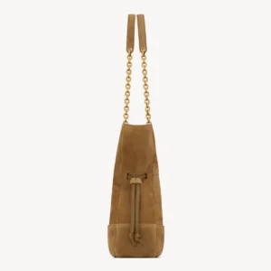 Saint Laurent Jamie Small Suede Shopping Tote with Cassandre Stitching and Chain Strap